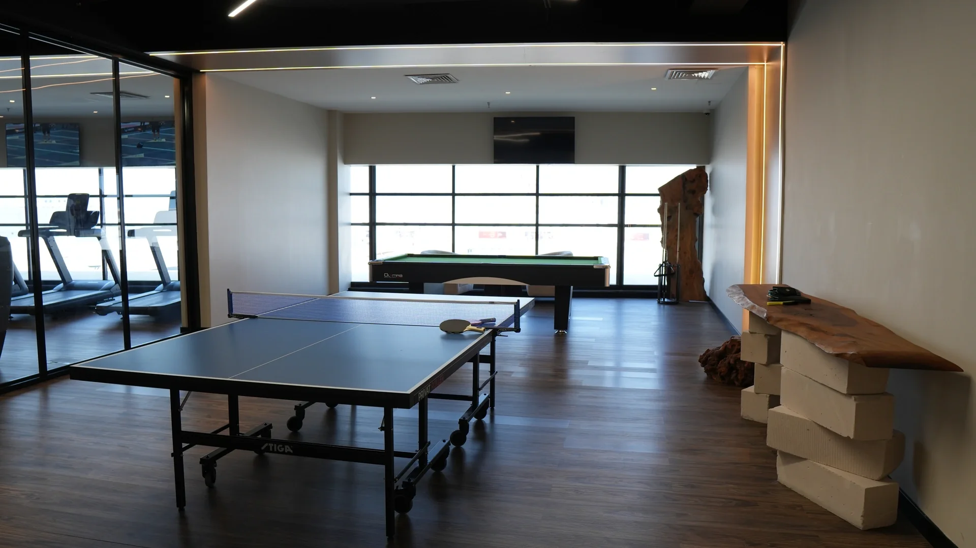 Table tennis in the club’s social space